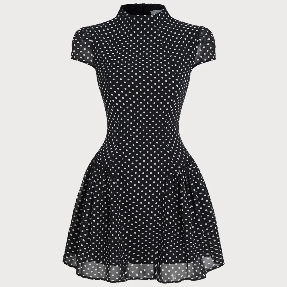 RIHOAS Black Polka Dot Mini Dress - Picture 6 of 7